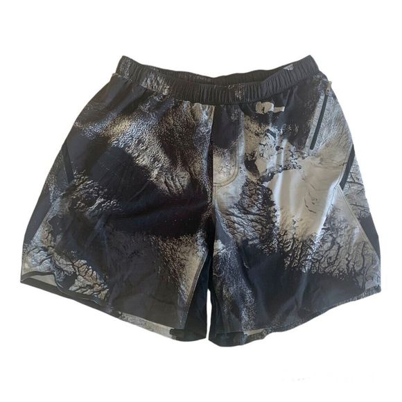Lululemon Surge Short 7” Aerial Ice Mens Large L Black White Run Gym Rare